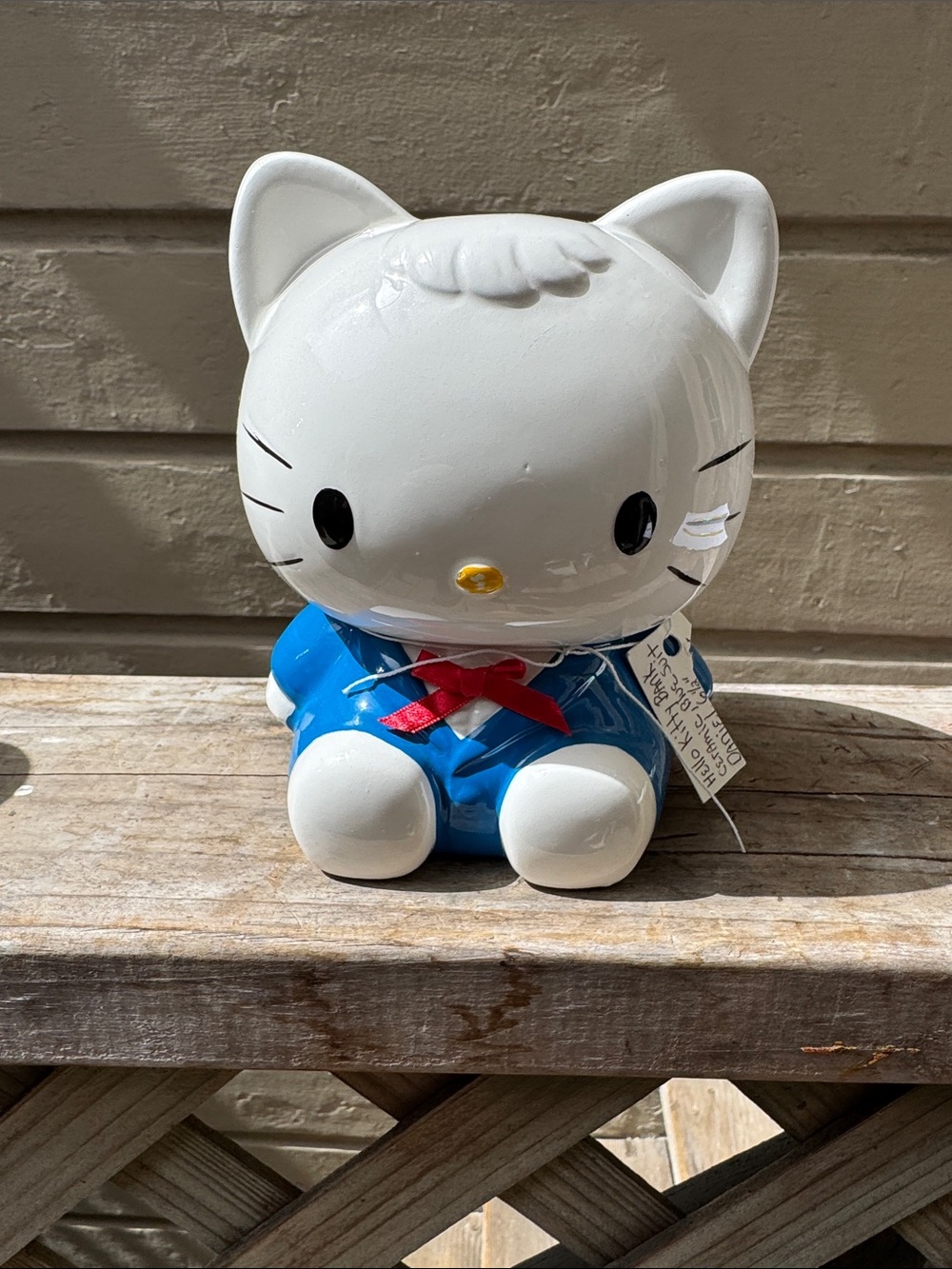 Sanrio White & Blue Kitty Bank with Red Bow Accent
